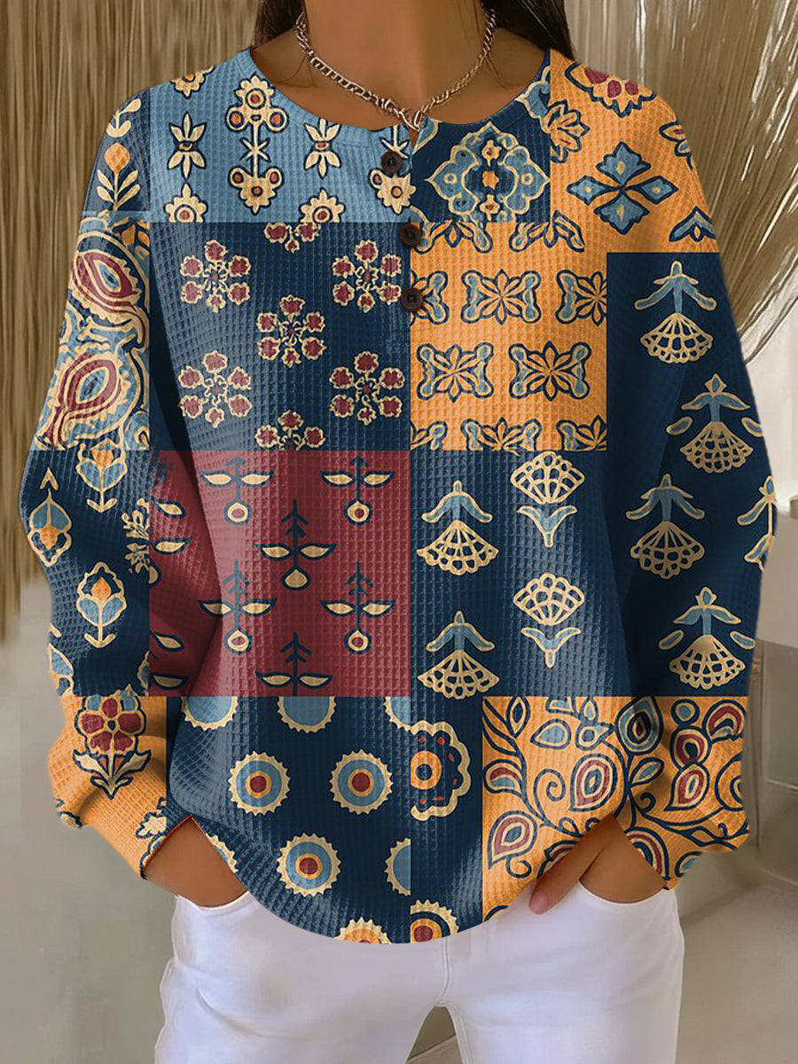 Orla | Folk Patchwork Print Jumper
