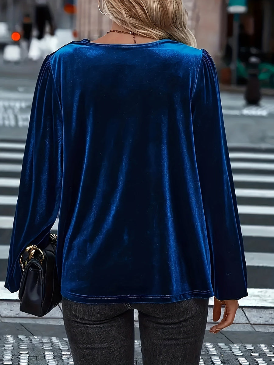 Eliza - Luxe Velvet Drape-Neck Blouse