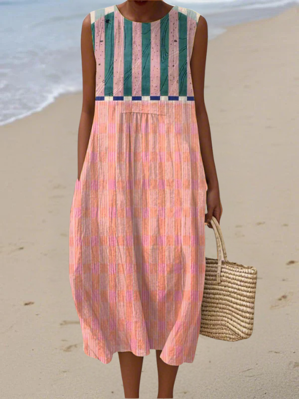 Rose | Striped Pastel Midi Dress