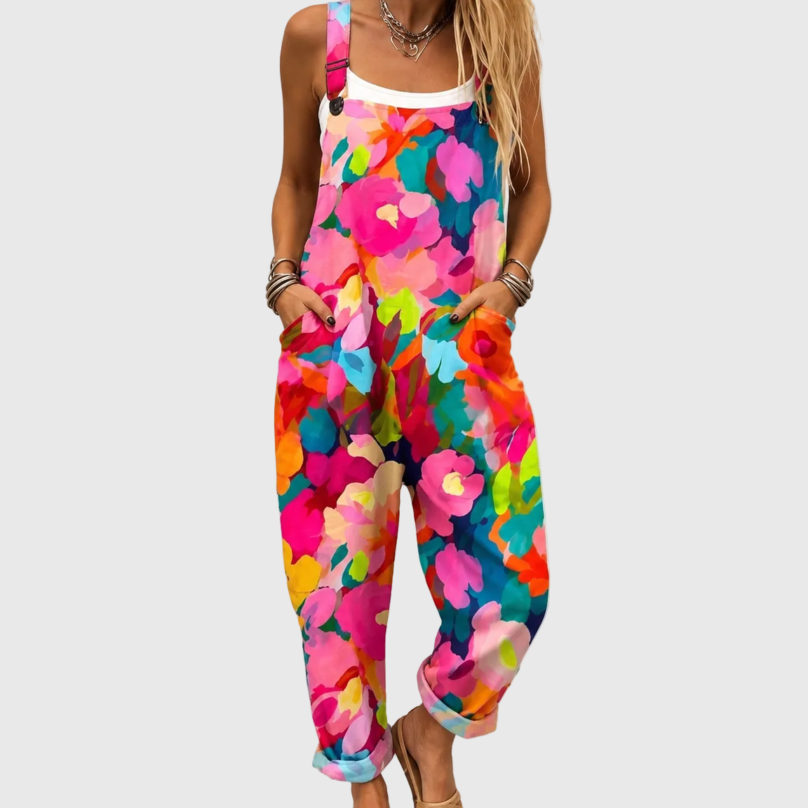 Colorful Floral Overalls