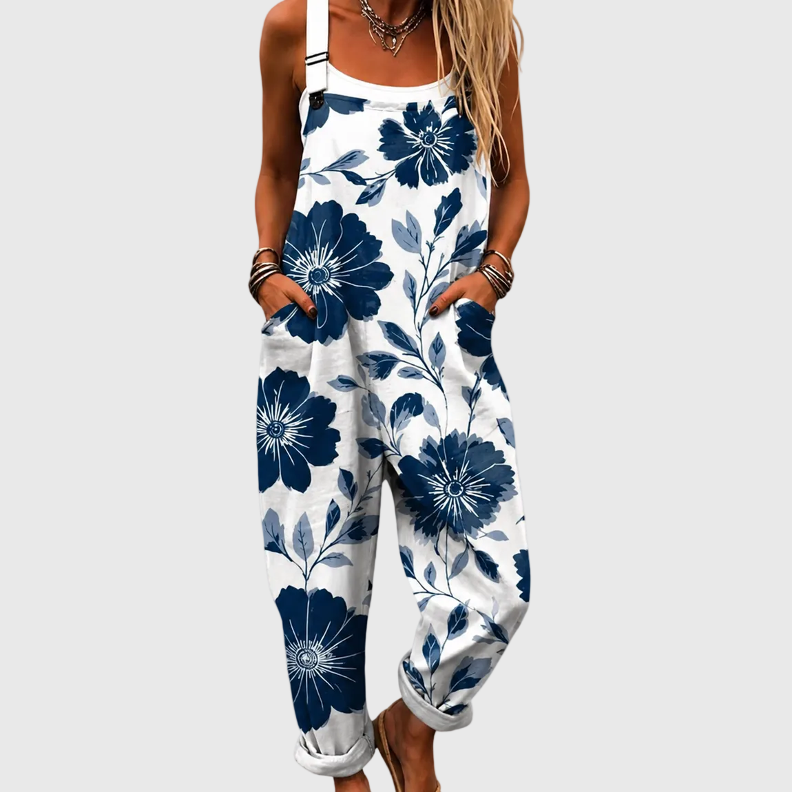 Indigo Flower Overalls