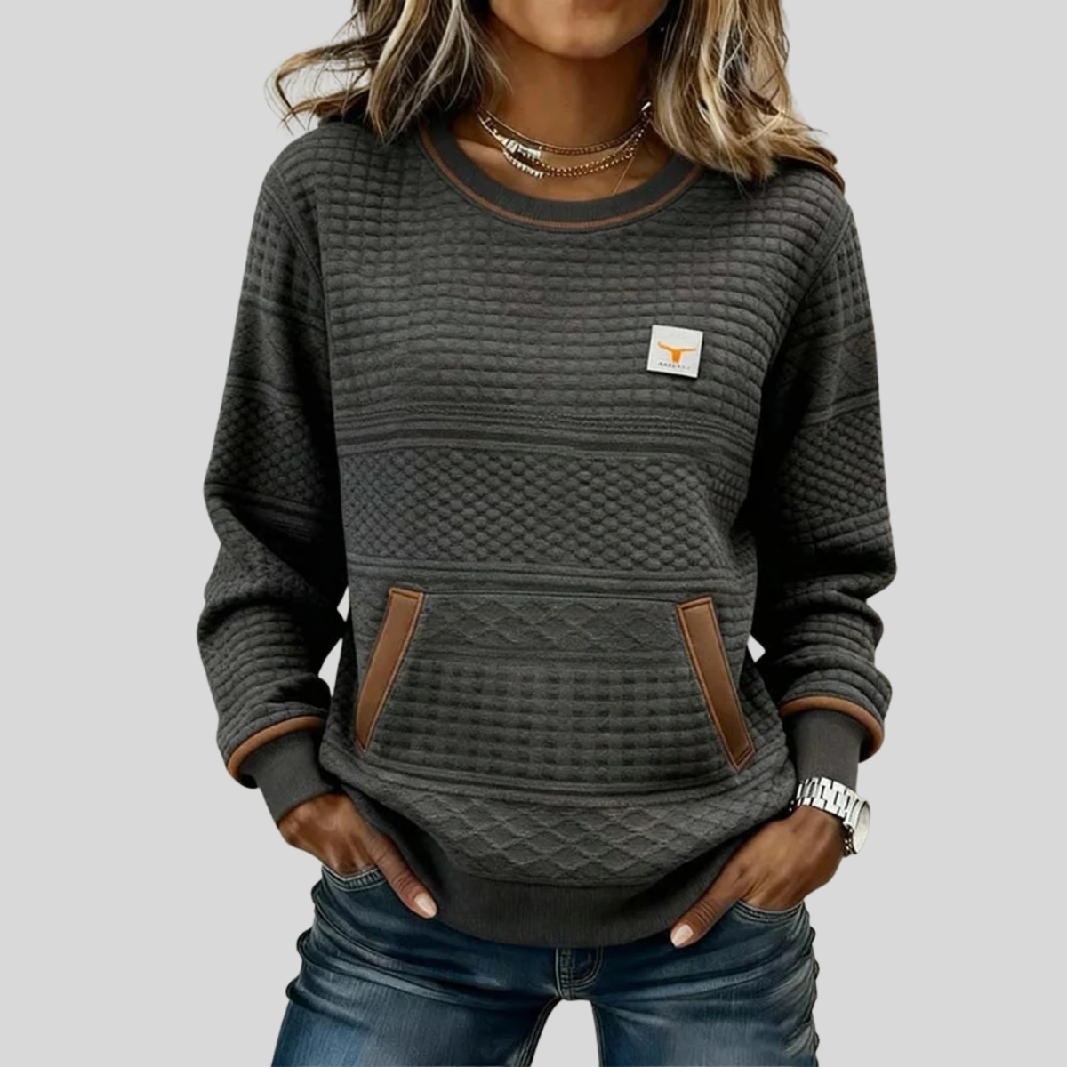 Noelle™ | Crew Neck Colour Block Sweatshirt