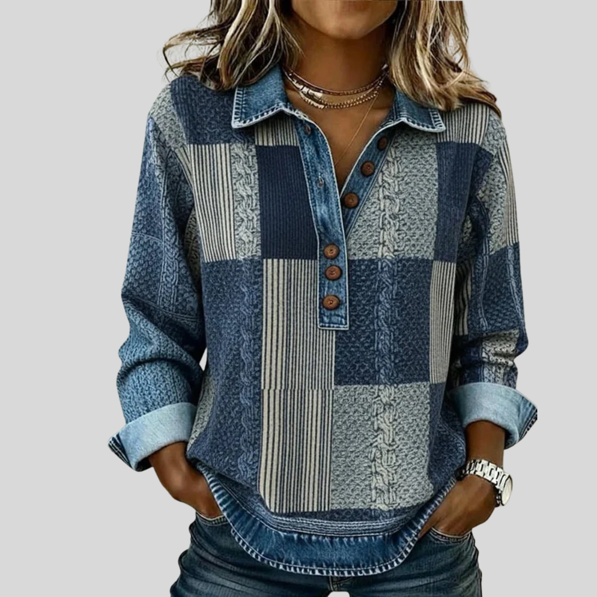 Meridell™ | Colour Block Print Sweatshirt