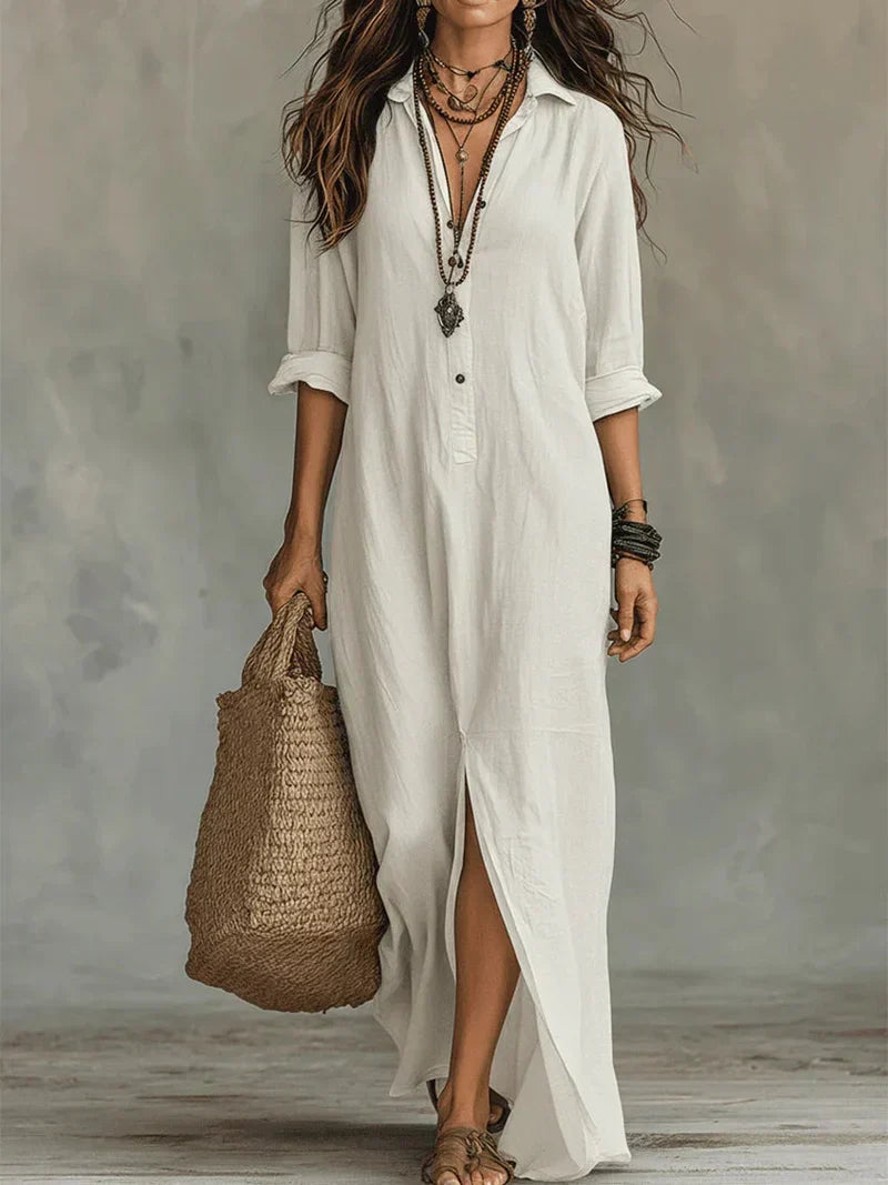 Céline Black Volume Maxi Dress with Buttons