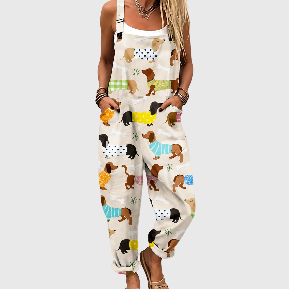 Soft Jumpsuit with Puppy Print