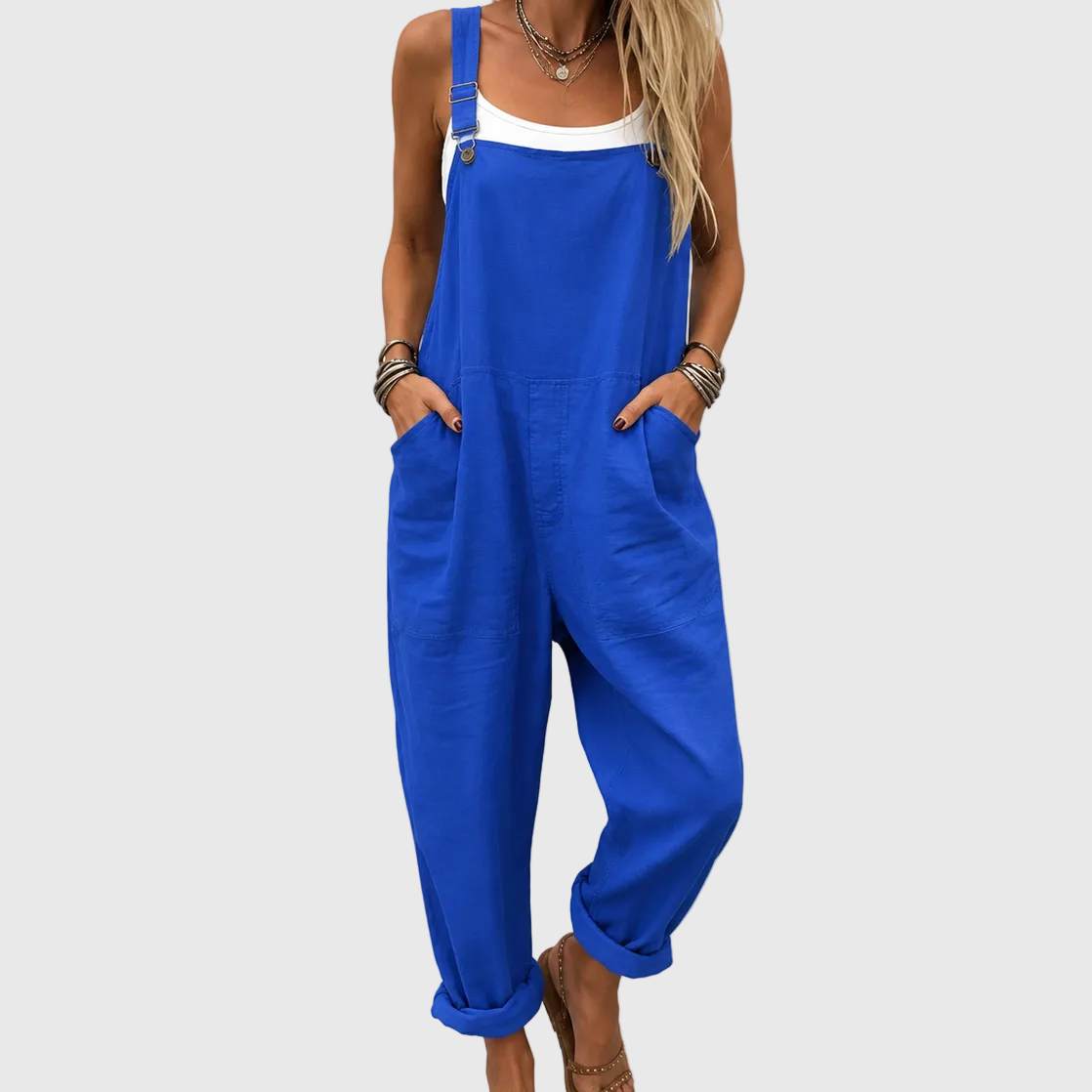 Soft Blue Jumpsuit Casual Style