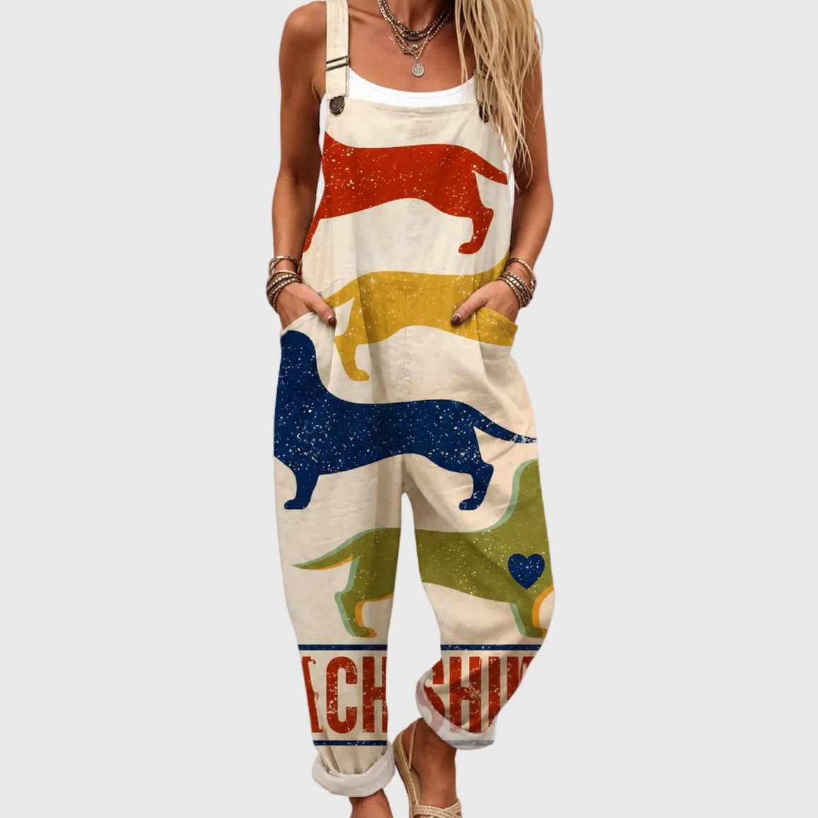Soft Dachshund Pattern Jumpsuit