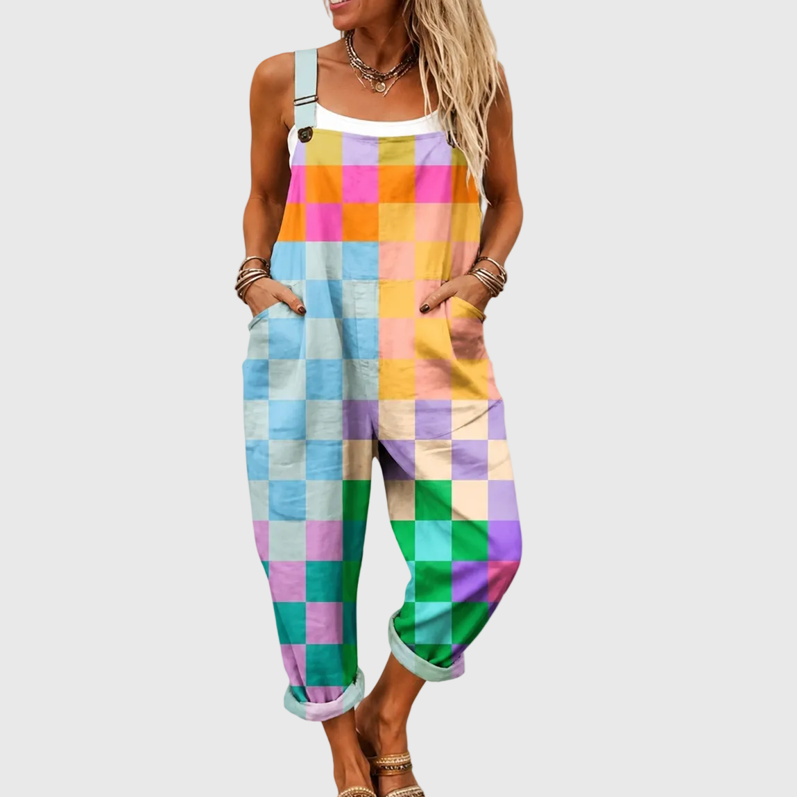 Soft Multicolor Patchwork Jumpsuit