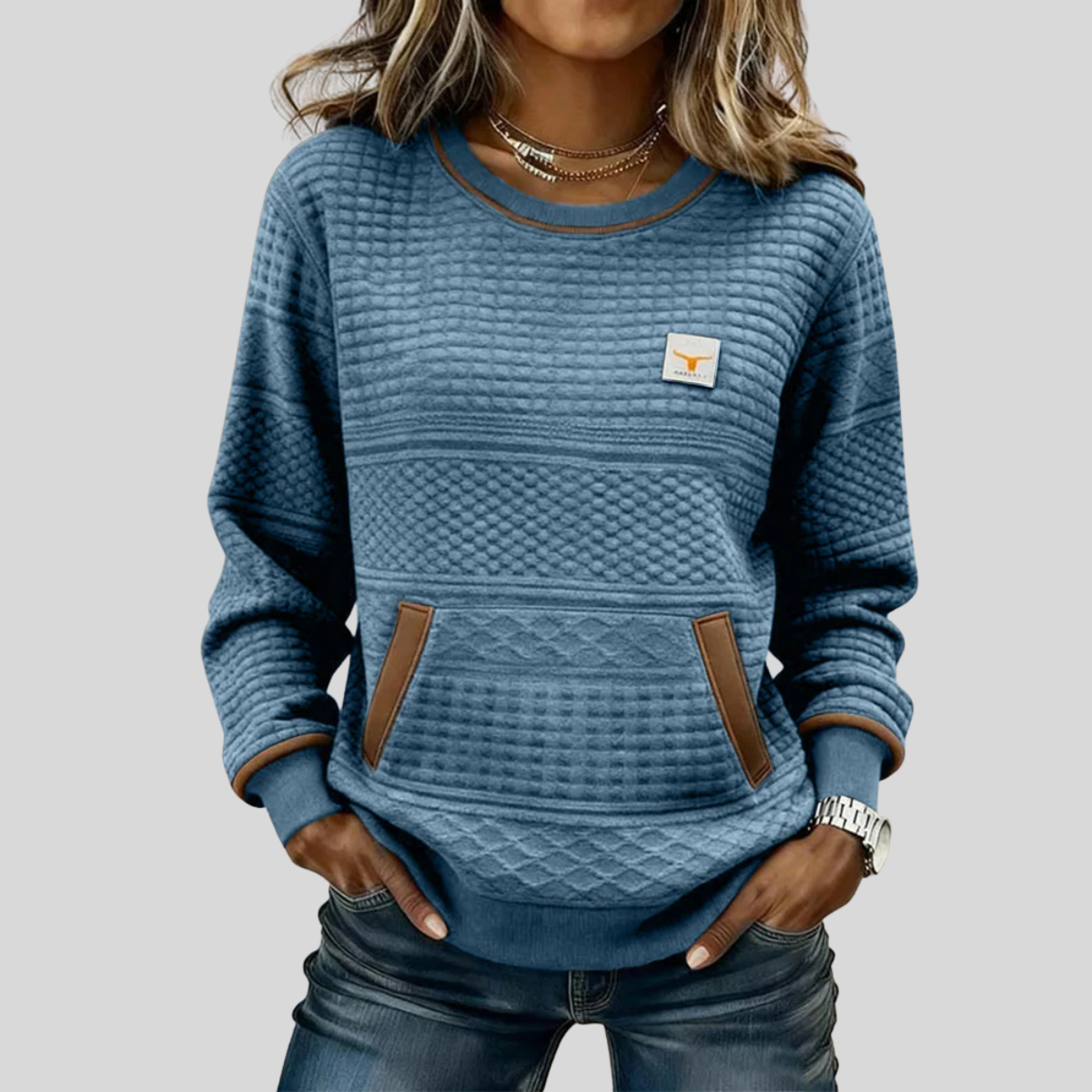 Noelle™ | Crew Neck Colour Block Sweatshirt