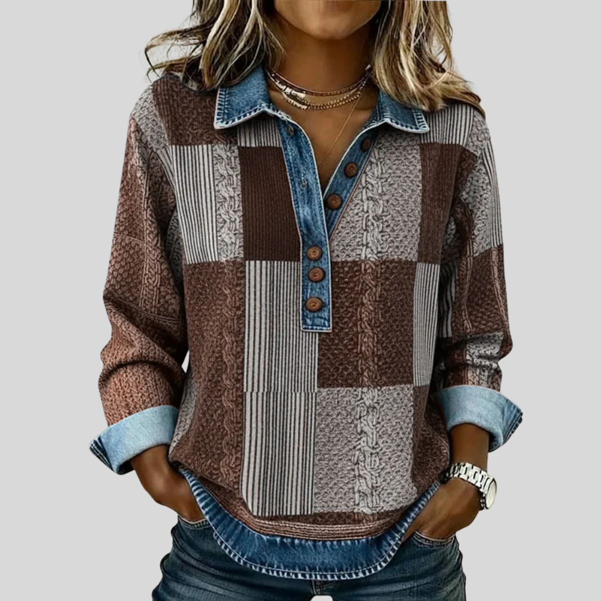 Meridell™ | Colour Block Print Sweatshirt