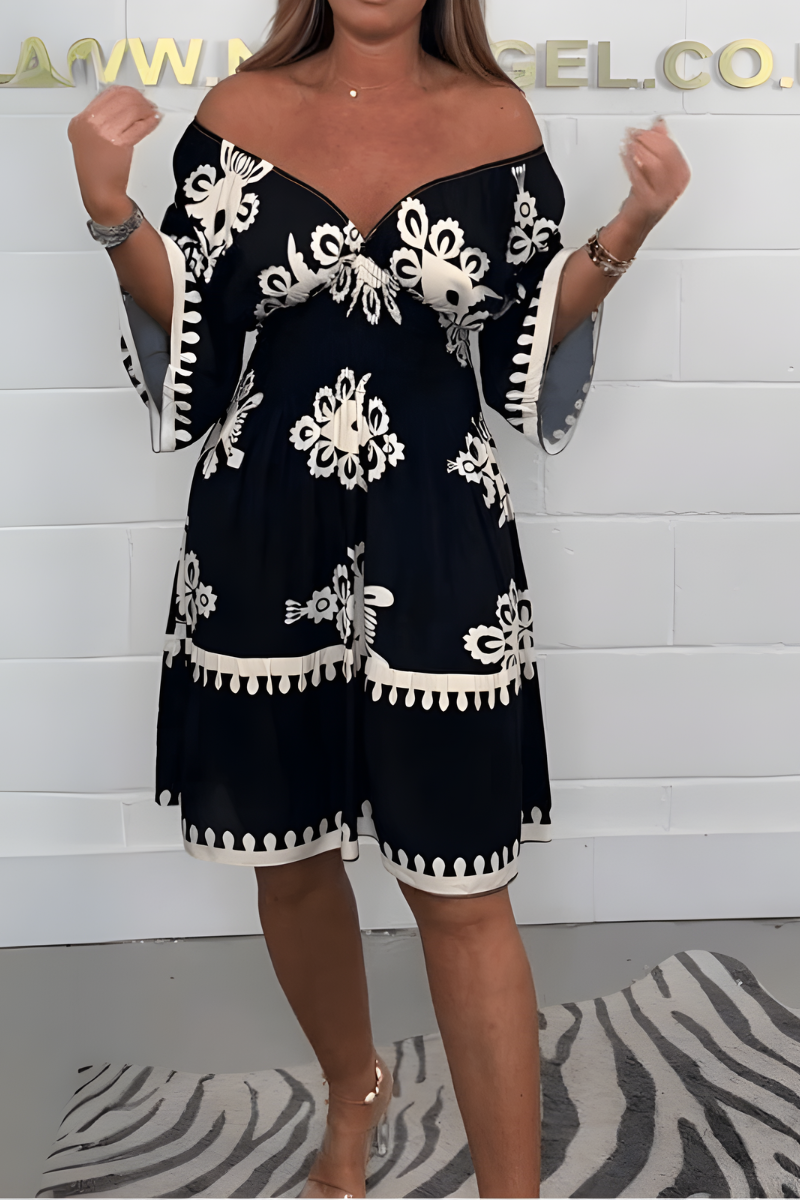 LUNA | Short Boho Floral Dress with Flattering Cut for an Elegant Vacation or Event Look