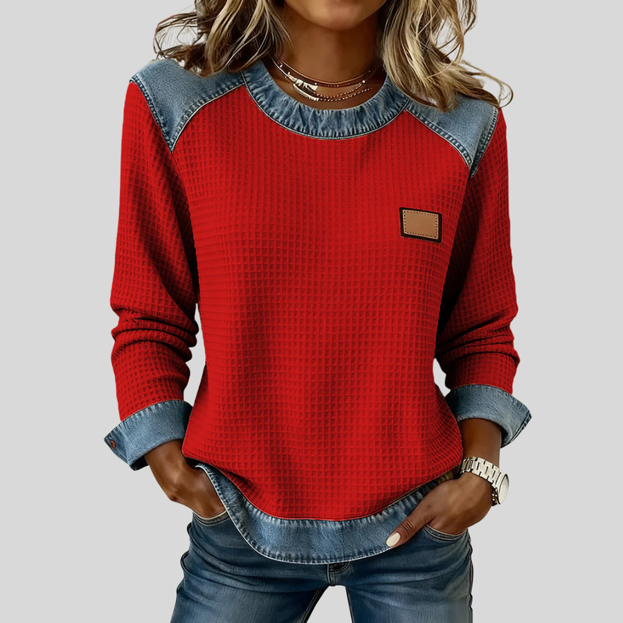 Delancine™ | Patchwork Waffle Sweatshirt