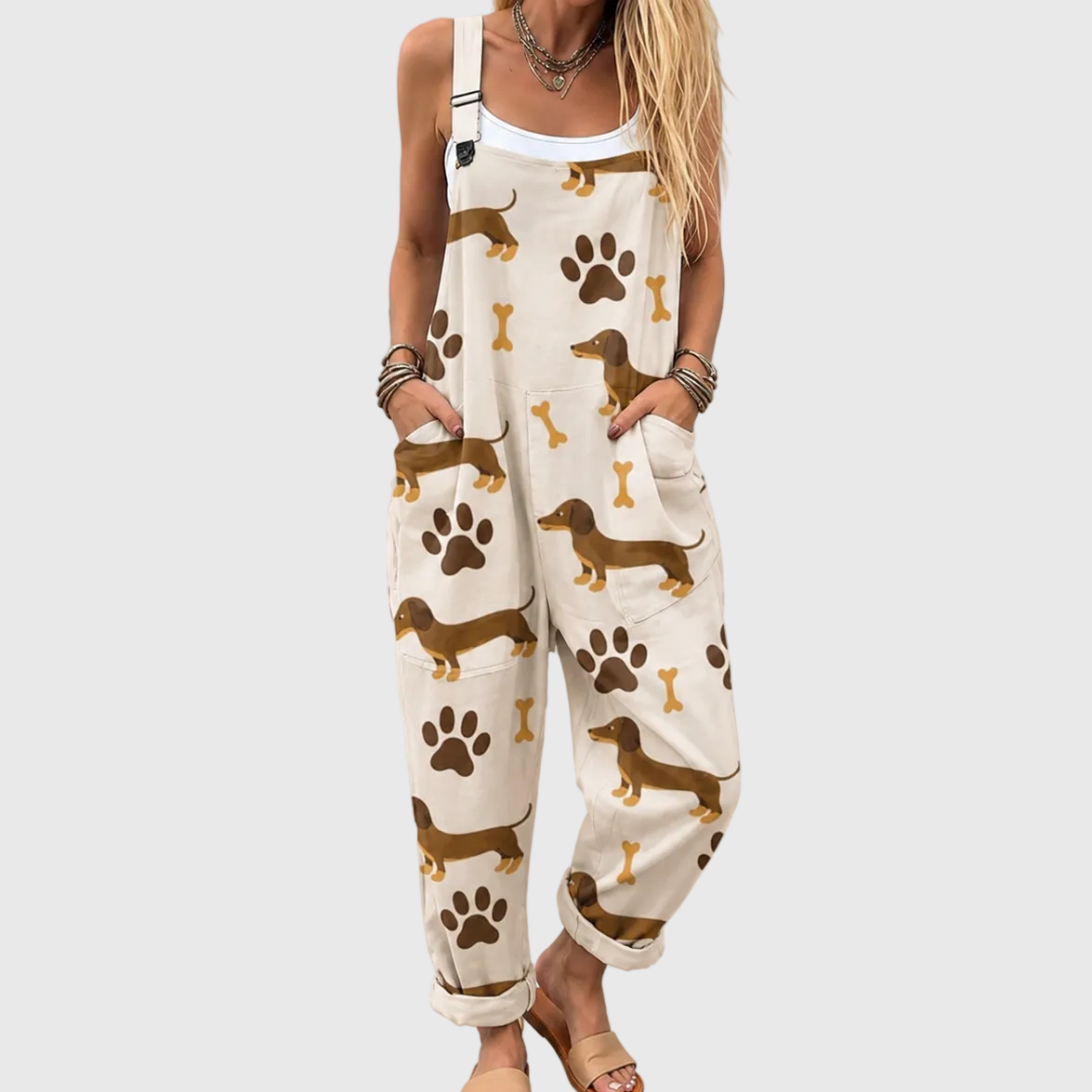 Soft Jumpsuit with Puppy Print