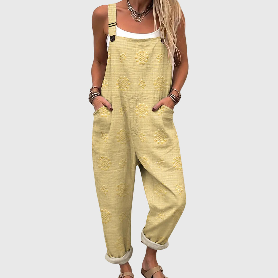 Soft Yellow Jumpsuit with Relaxed Fit