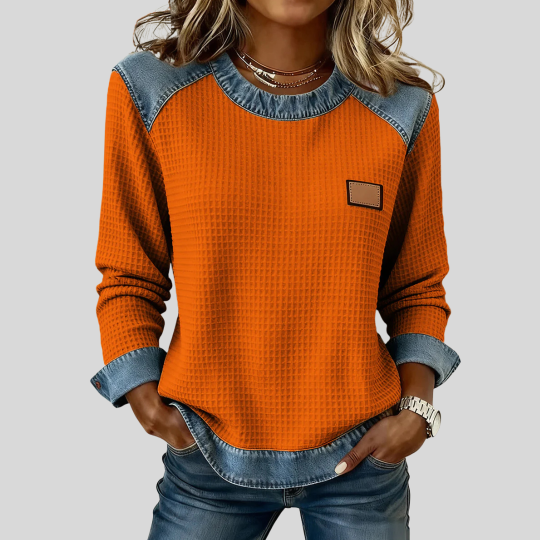 Delancine™ | Patchwork Waffle Sweatshirt