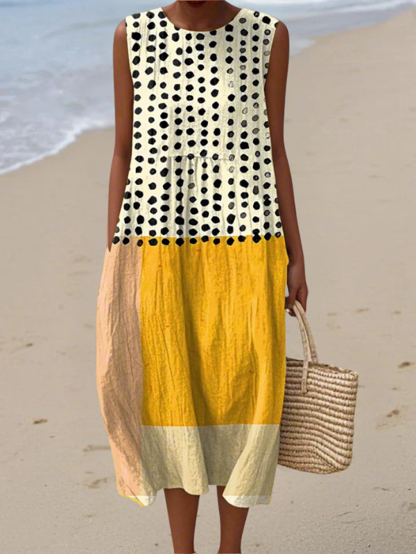 Sarah| Polka Colorblock Midi Dress