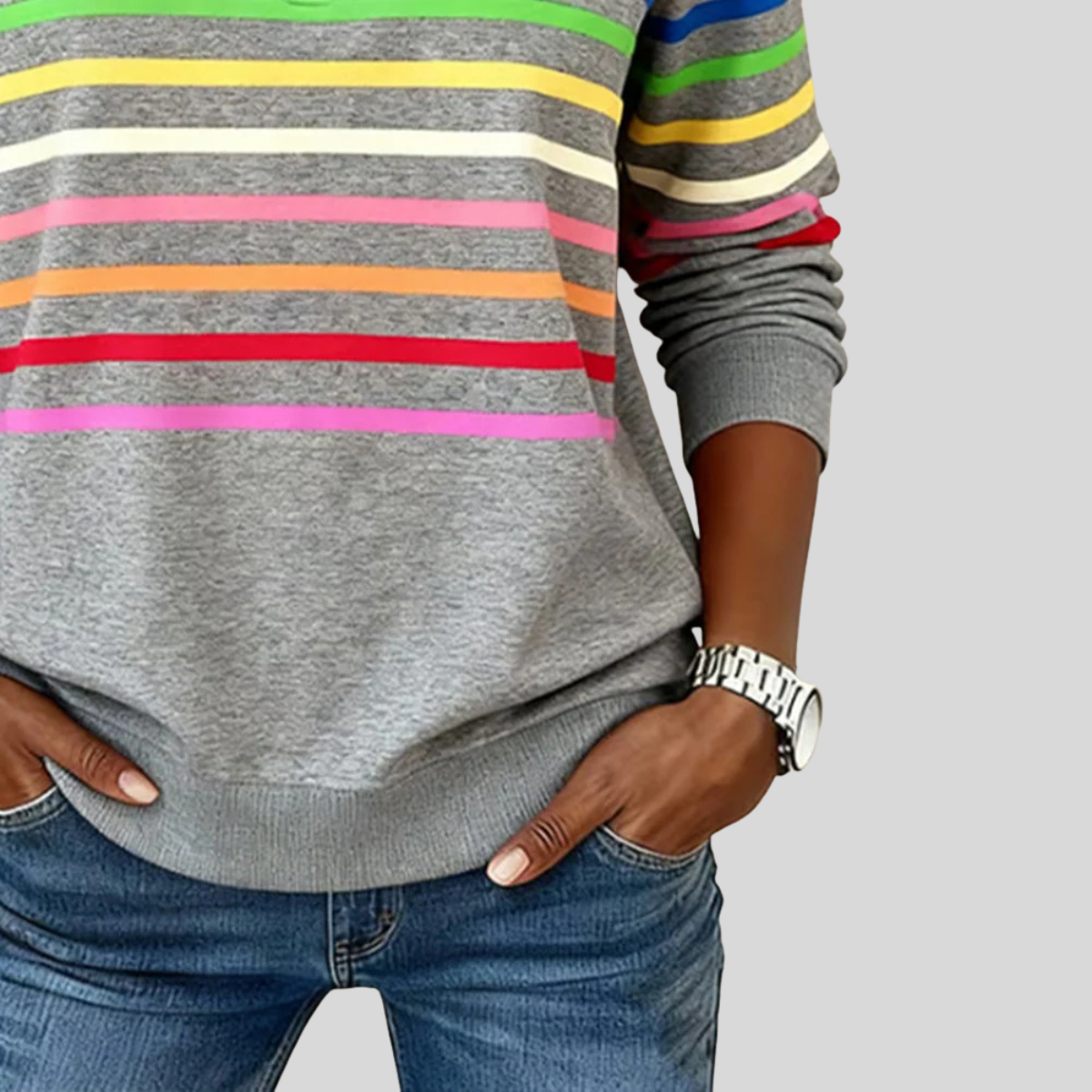 Prismette™ | Striped Quarter-Zip Sweatshirt