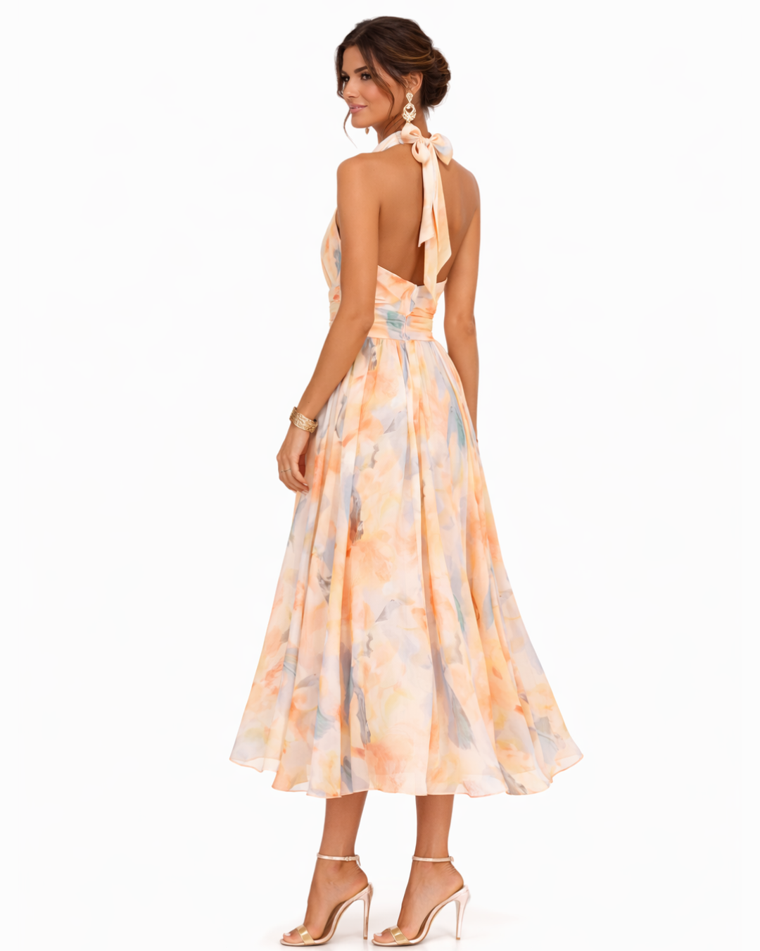 Aurora™ | Halter Neck Dress with Watercolor Print