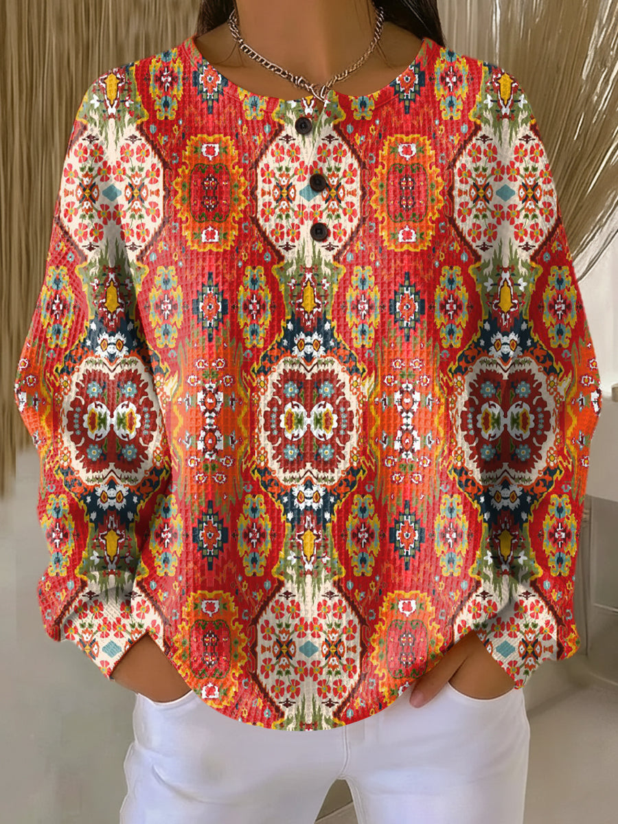 Miriam | Ornate Print Henley Jumper