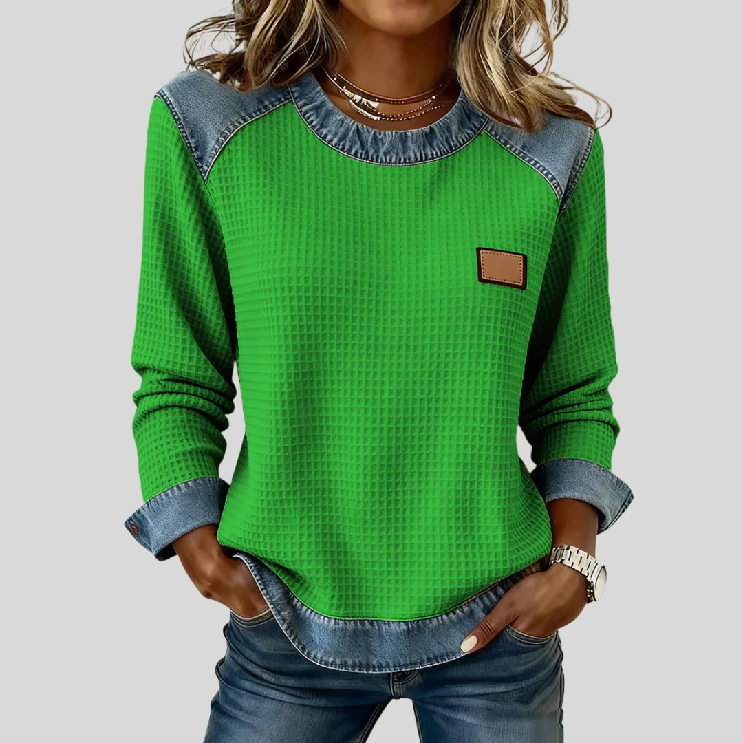 Delancine™ | Patchwork Waffle Sweatshirt