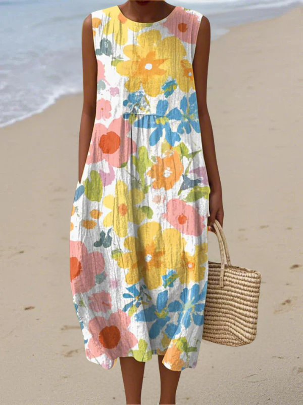 Lara| Pastel Floral Midi Dress