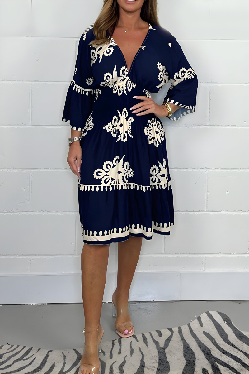 LUNA | Short Boho Floral Dress with Flattering Cut for an Elegant Vacation or Event Look