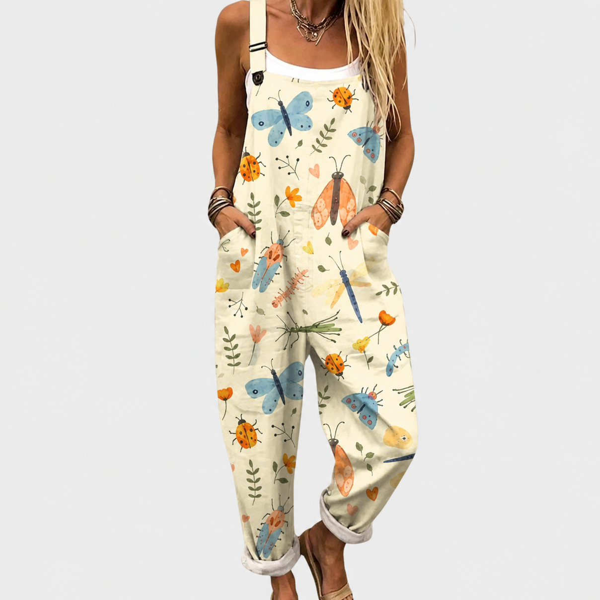 Comfortable Printed Overalls