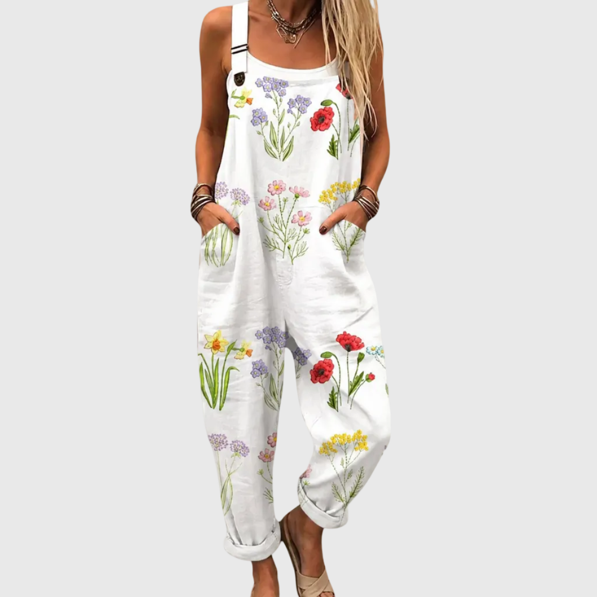 Comfortable Printed Overalls