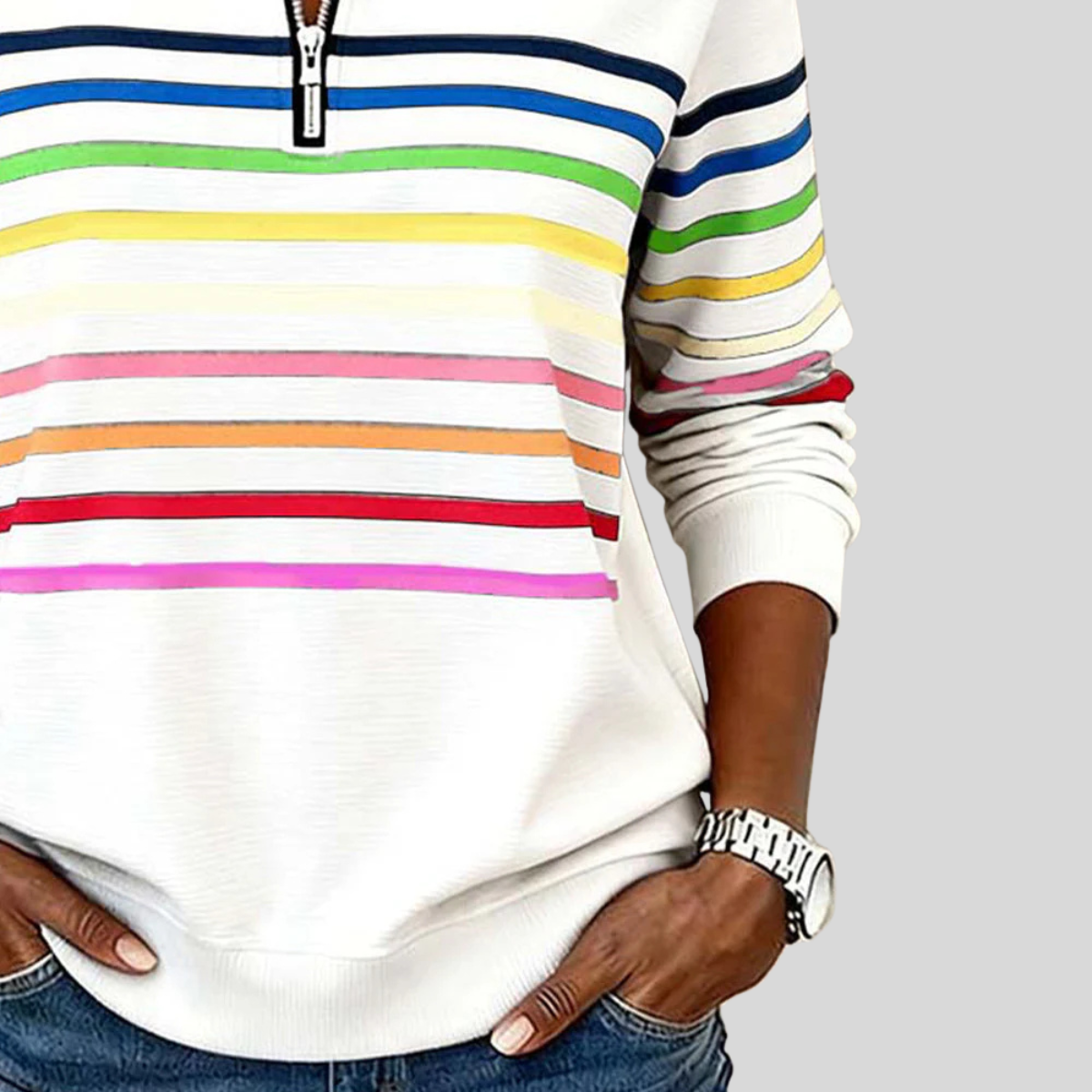Prismette™ | Striped Quarter-Zip Sweatshirt