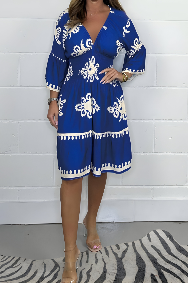 LUNA | Short Boho Floral Dress with Flattering Cut for an Elegant Vacation or Event Look