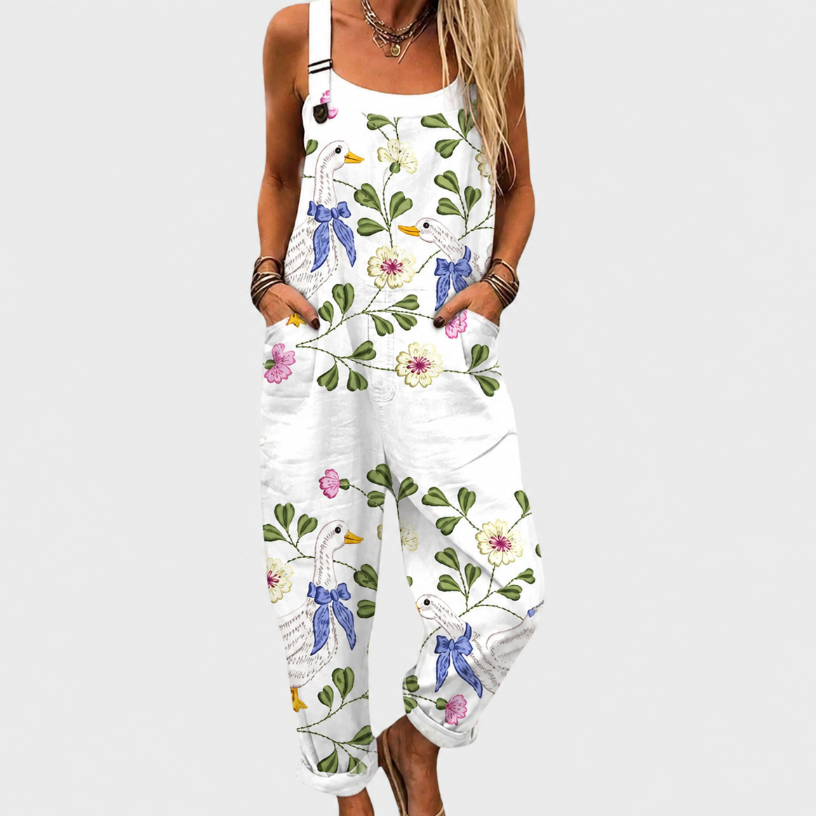 Comfortable Printed Overalls
