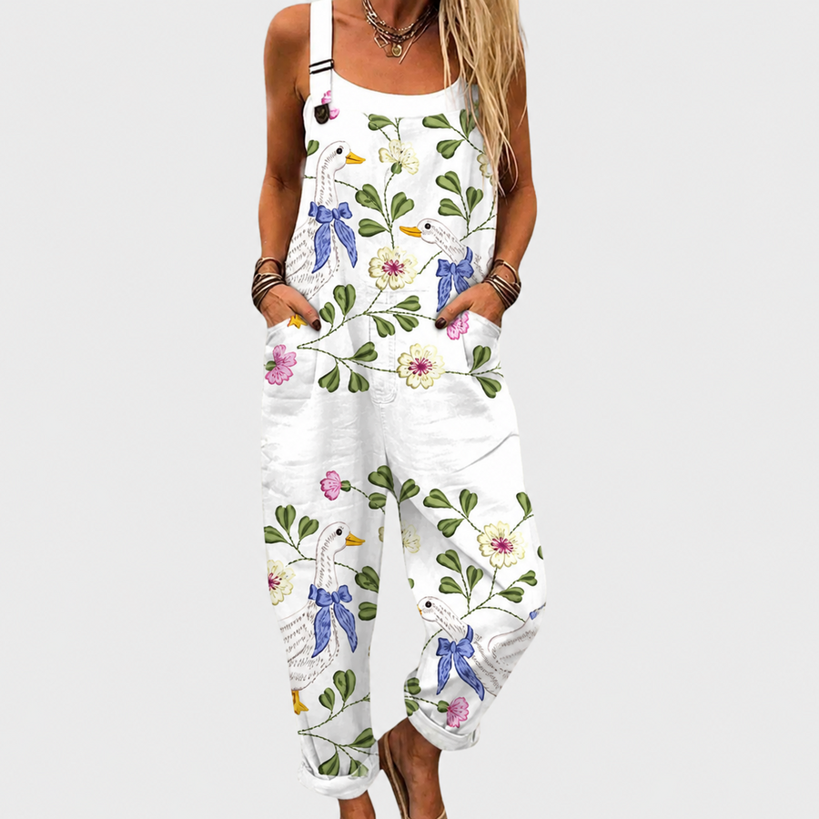 Comfortable Printed Overalls