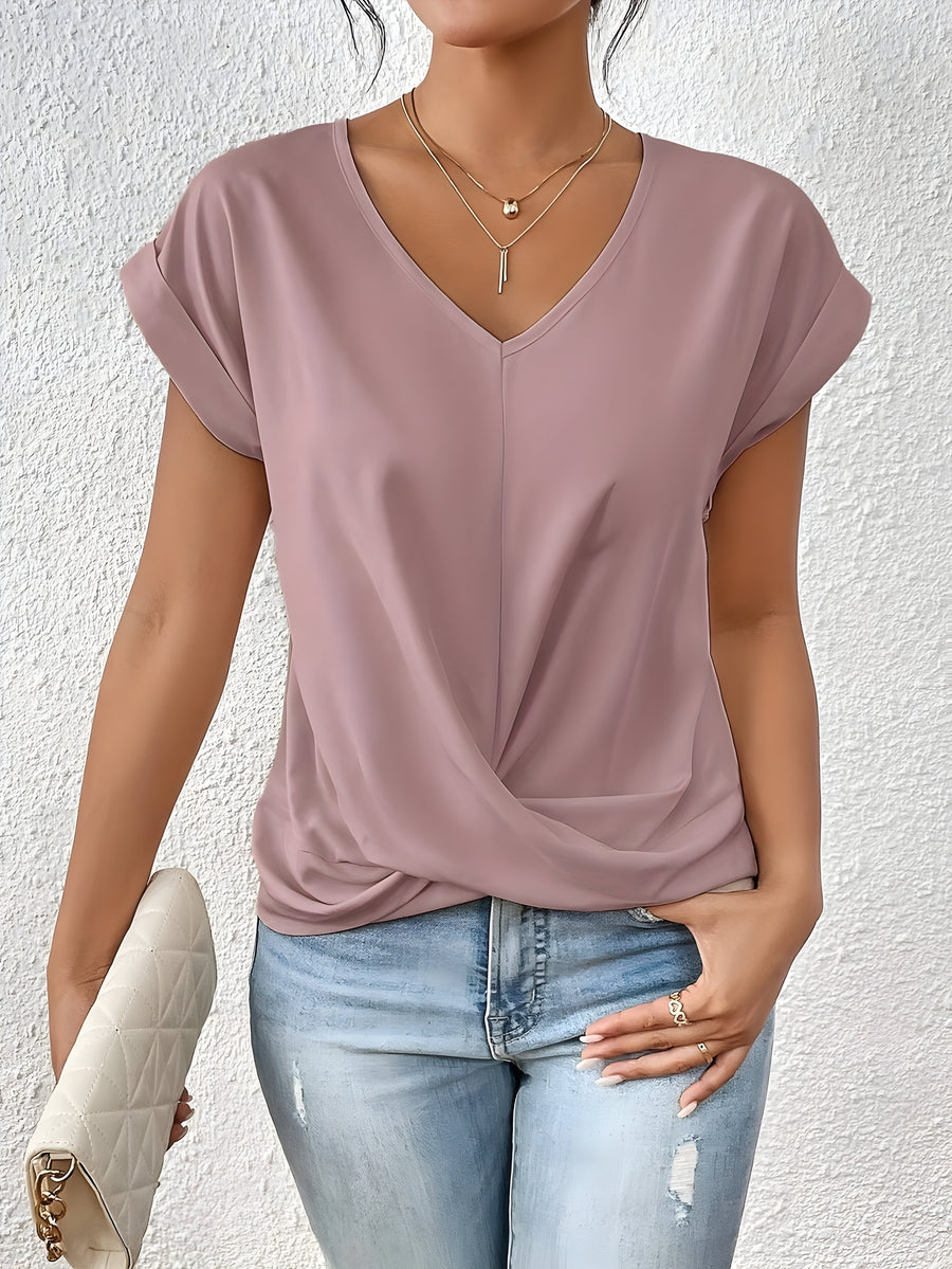 Sarah - Relaxed V-Neck Twist Top