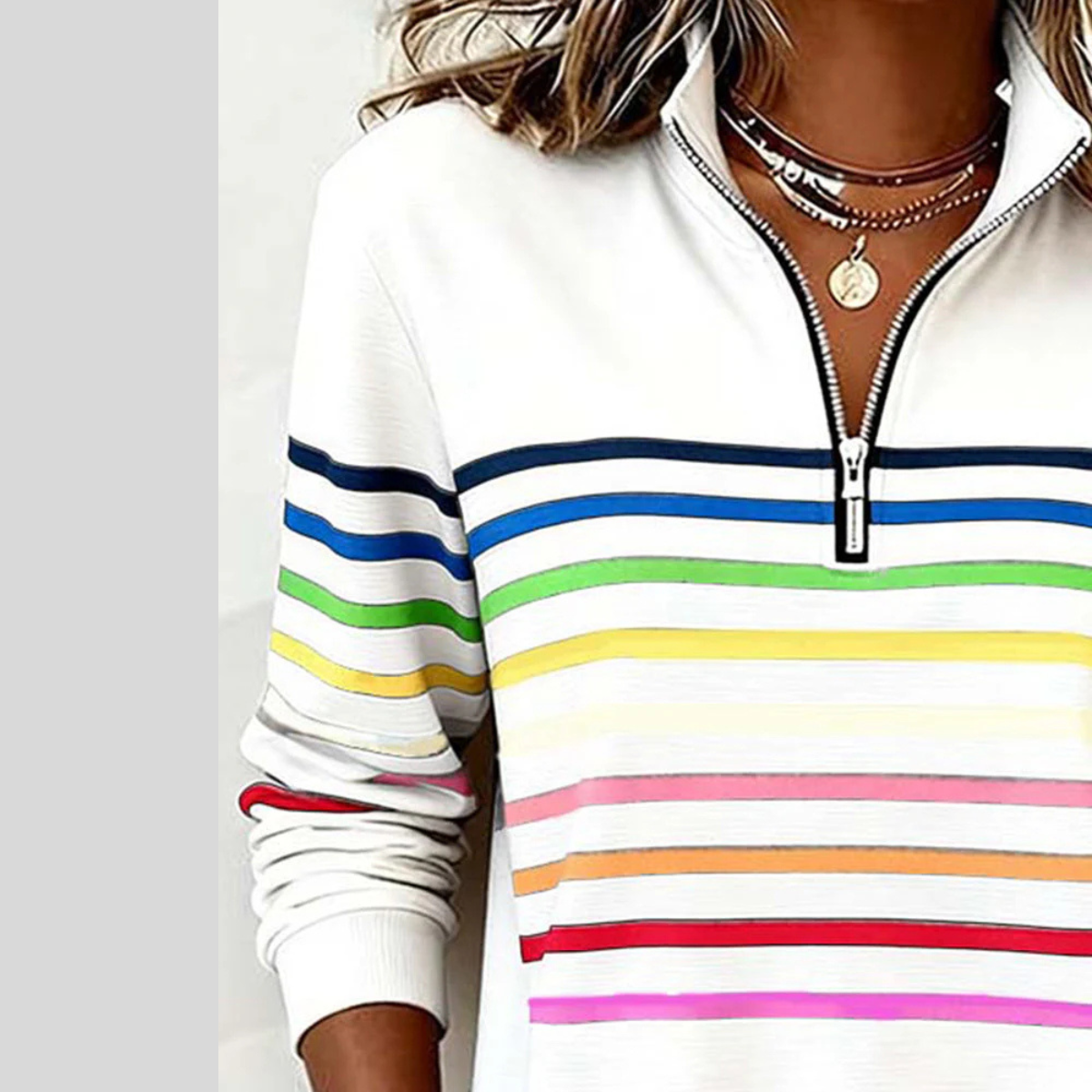 Prismette™ | Striped Quarter-Zip Sweatshirt