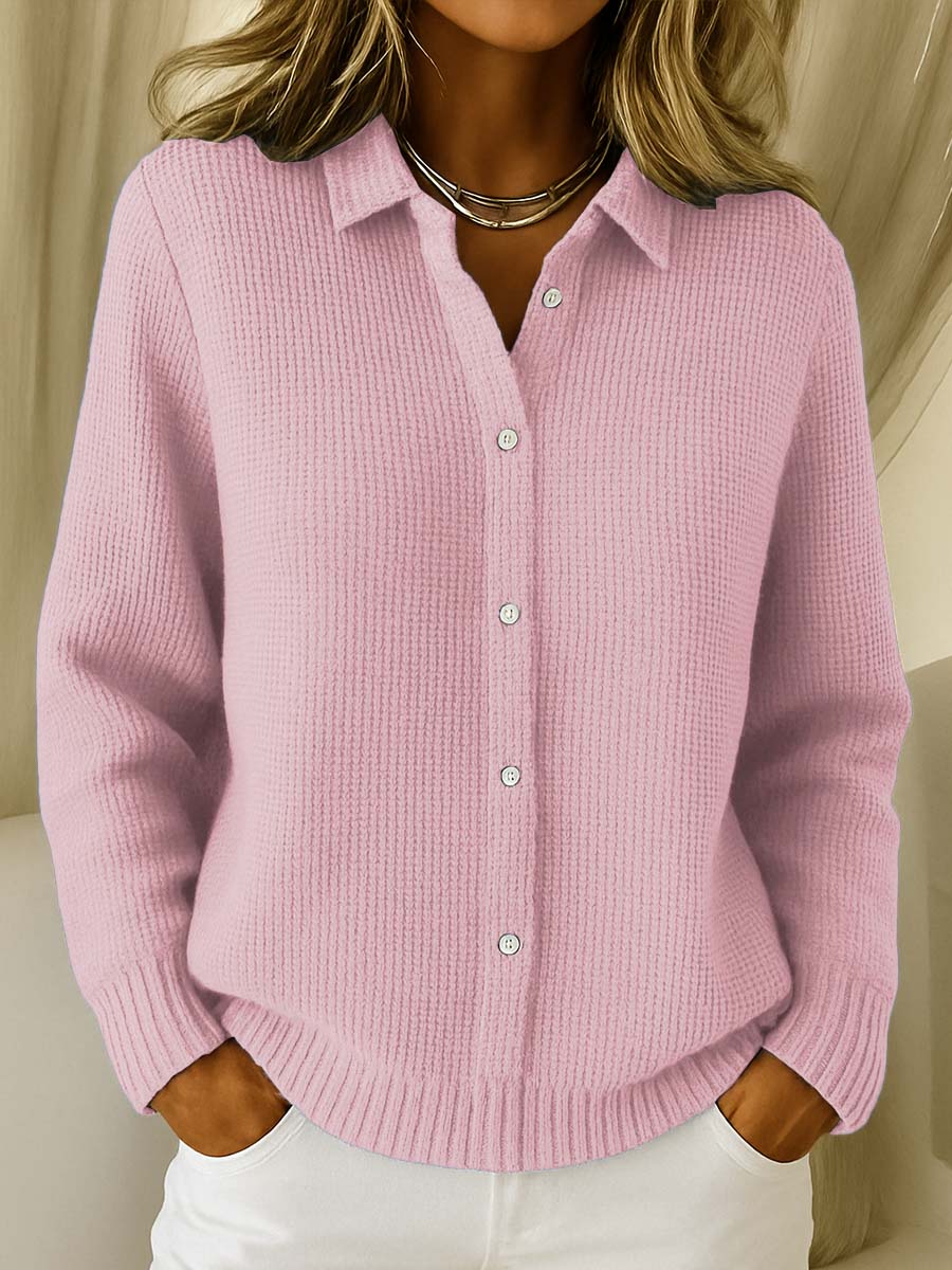Classic Button-Down Knit Cardigan with Soft Knit