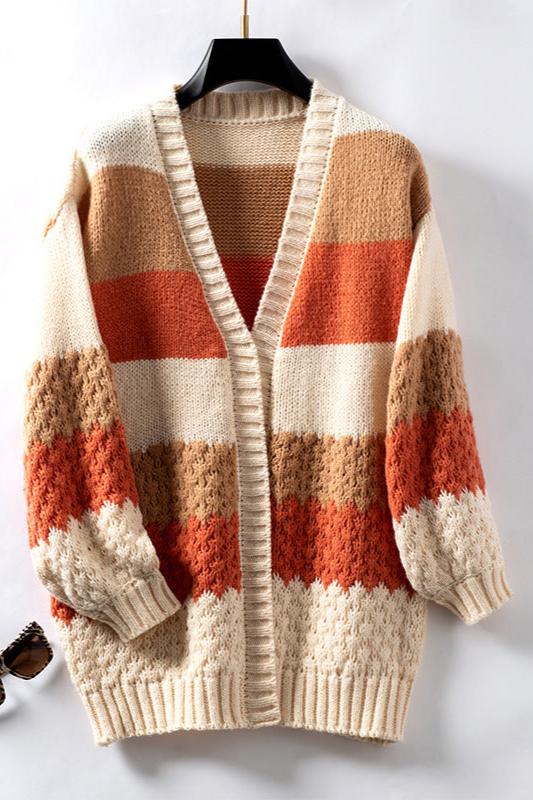 Oversized Knit Cardigan - Slouchy Open Front Knit Sweater