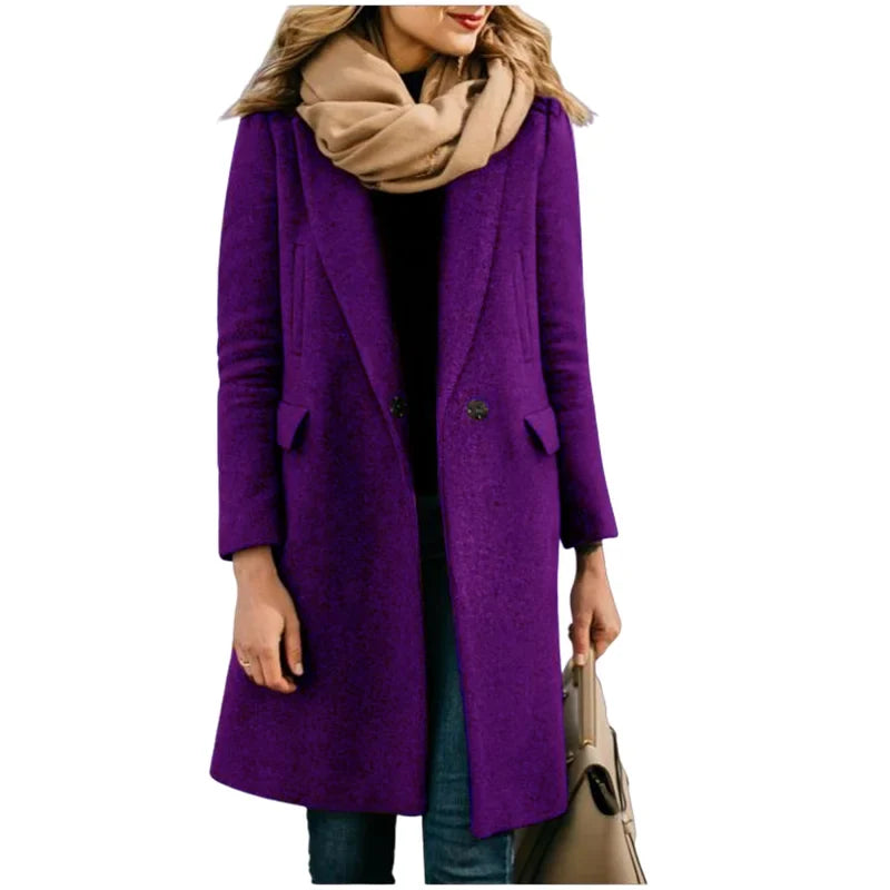 Autumn Trench Coat Women – Cozy Wool Blend for Stylish Layering