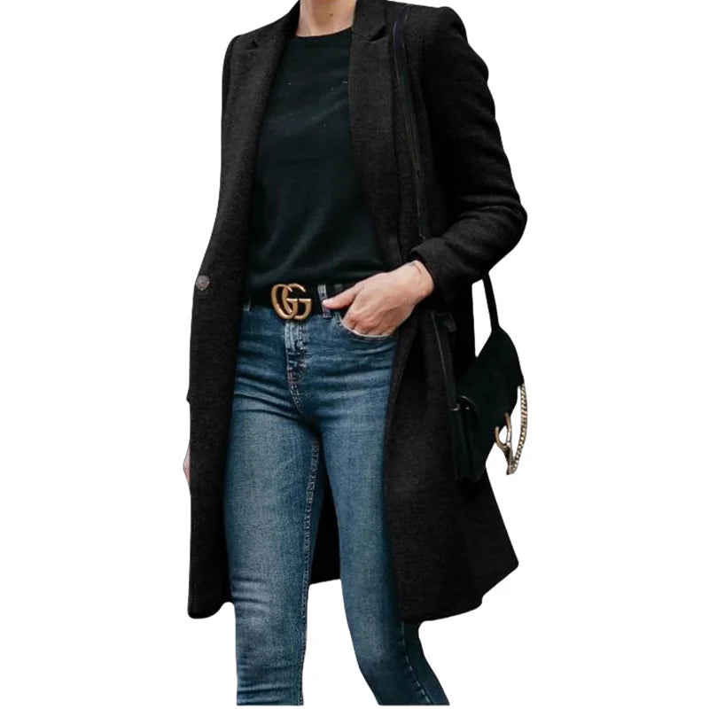 Autumn Trench Coat Women – Cozy Wool Blend for Stylish Layering