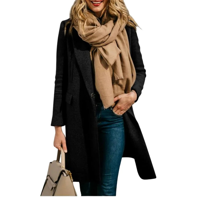 Autumn Trench Coat Women – Cozy Wool Blend for Stylish Layering
