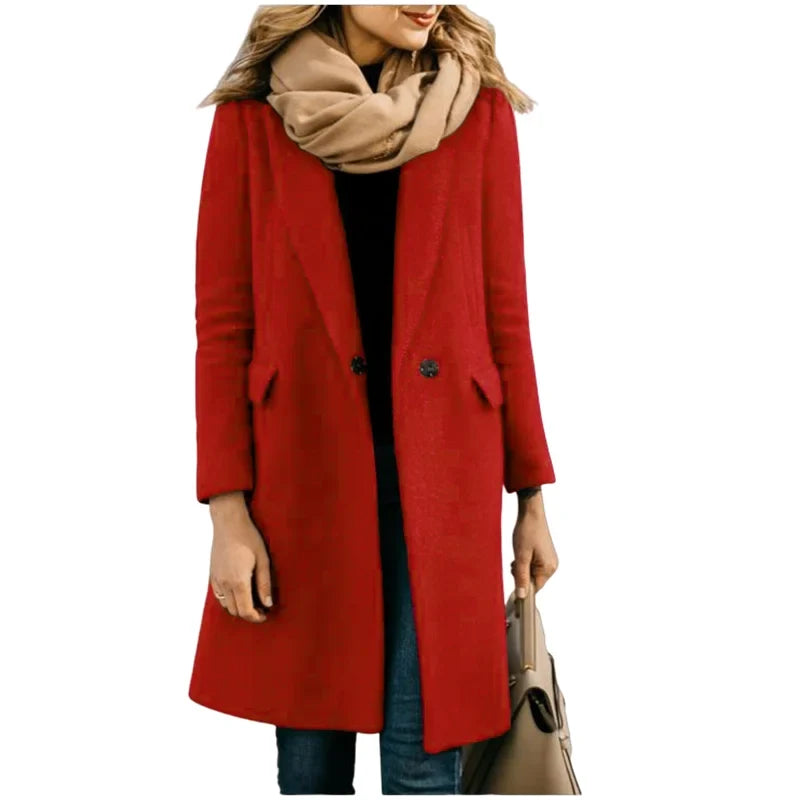 Autumn Trench Coat Women – Cozy Wool Blend for Stylish Layering