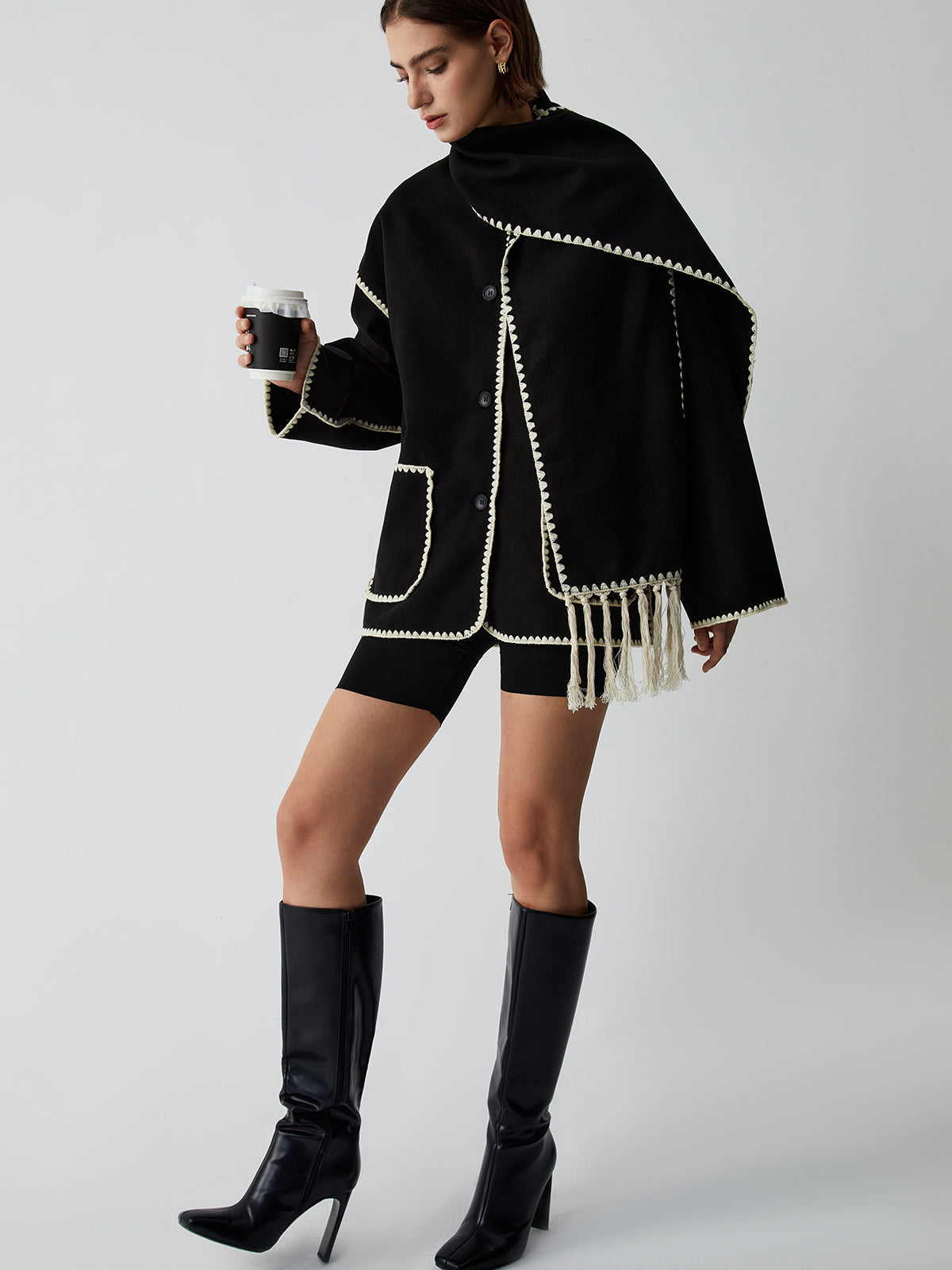 Women's Tailored Jacket with Matching Scarf