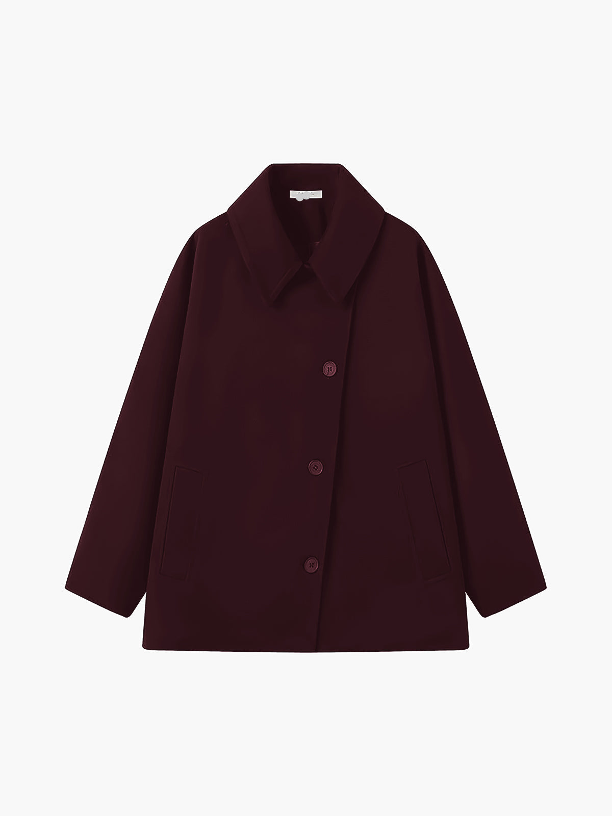 Women's Oversized Wool-Blend Coat with Button Closure