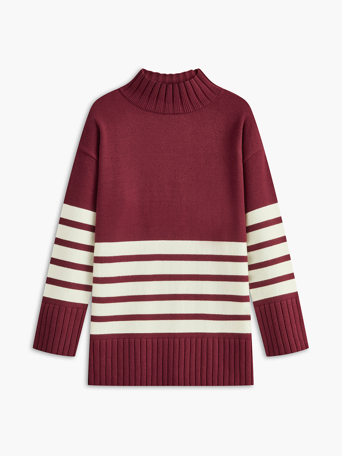 Striped Mock Neck Sweater