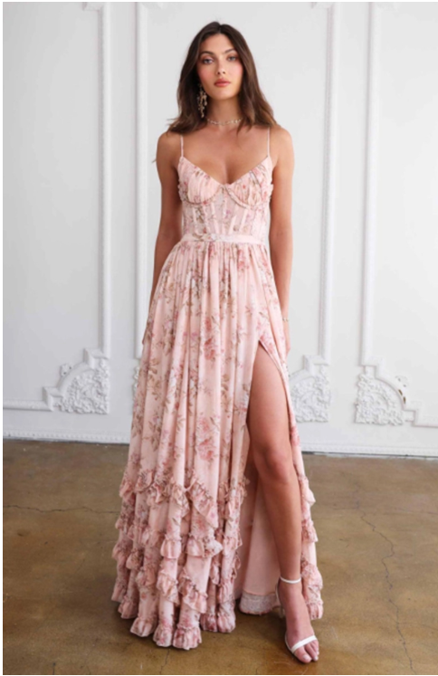 Trixina | Romantic dress with floral detail
