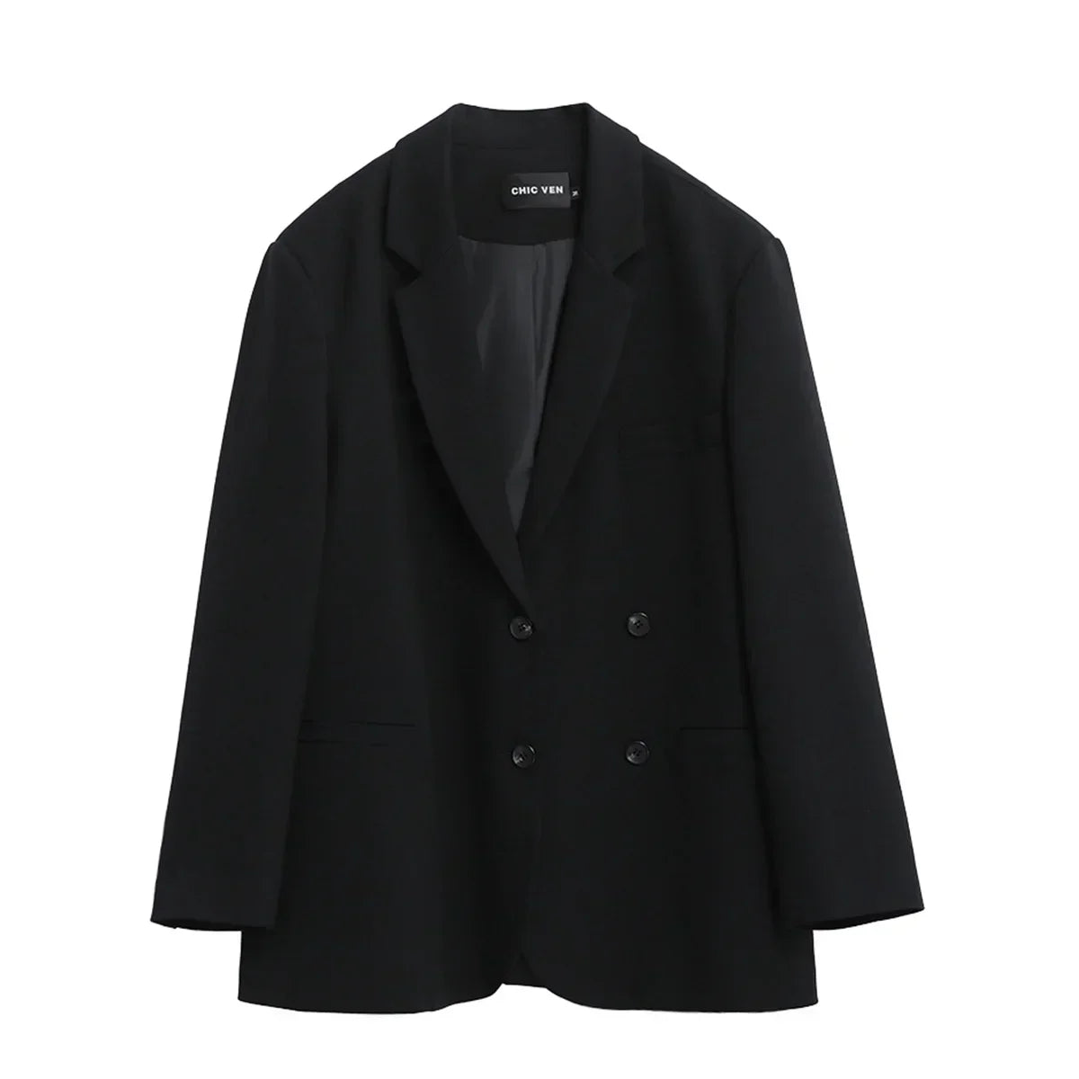 Chic Blazer – Elegant Solid Long Sleeve Office Coat