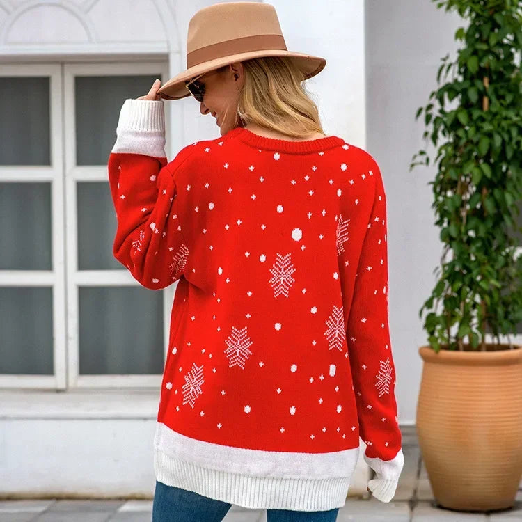 Women's Loose Printed Christmas Sweater