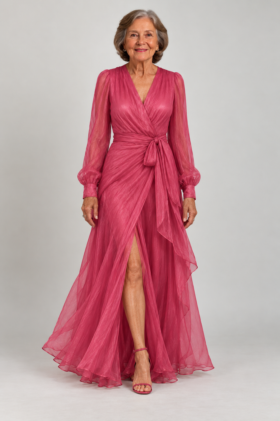 Beatrice | Elegant Chiffon V-neck Tie-waist Long Dress