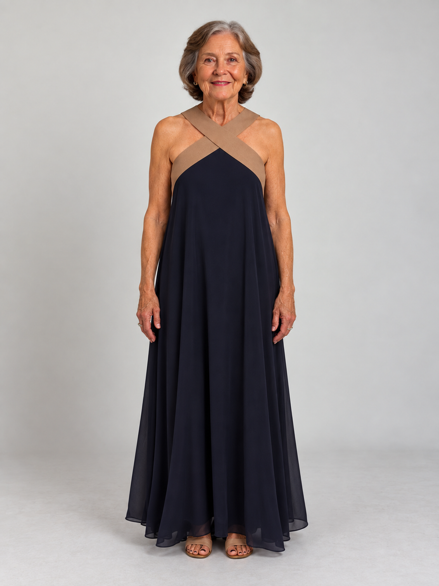 Velora™ | Cross Elegance Maxi Dress