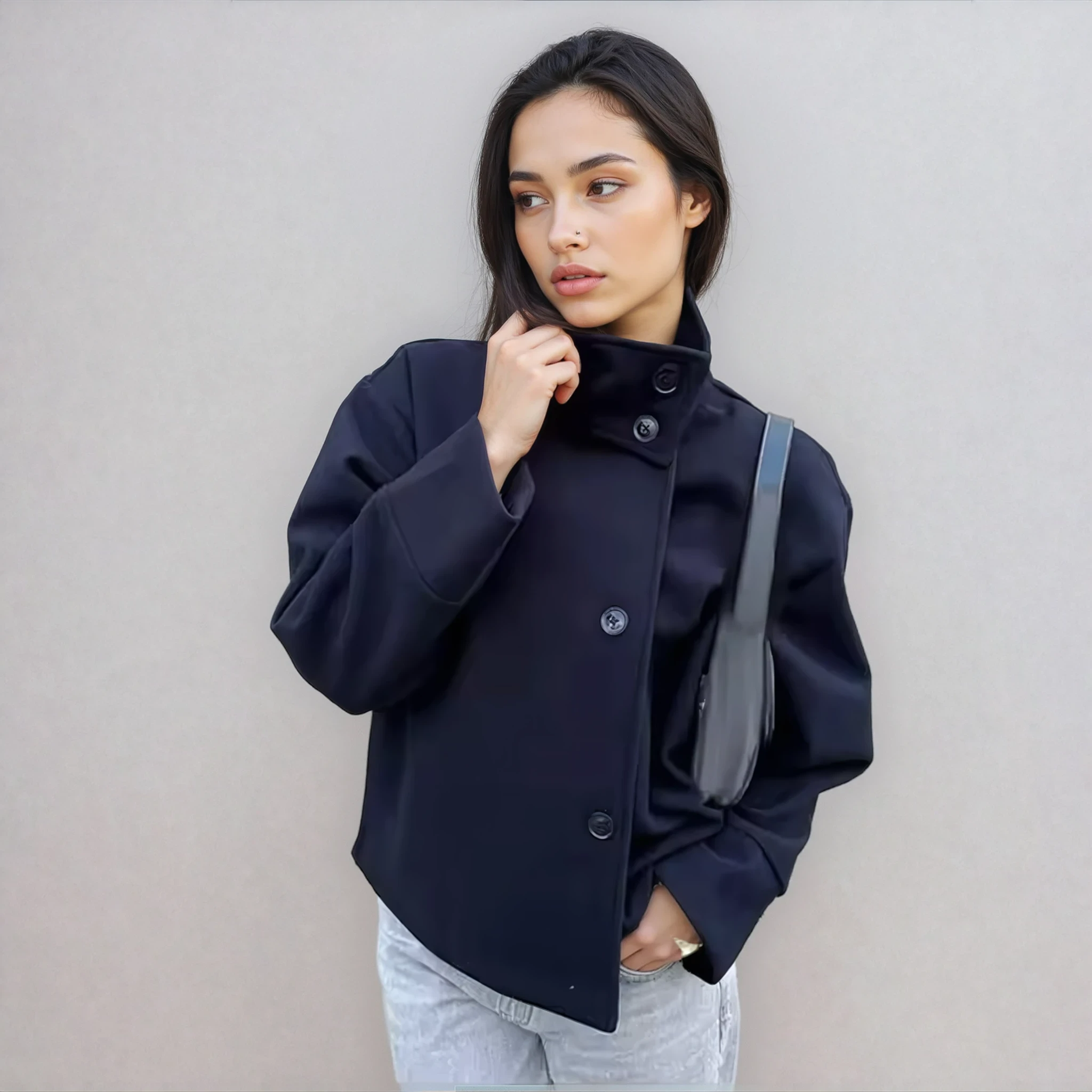 Stand Collar Women's Pea Coat