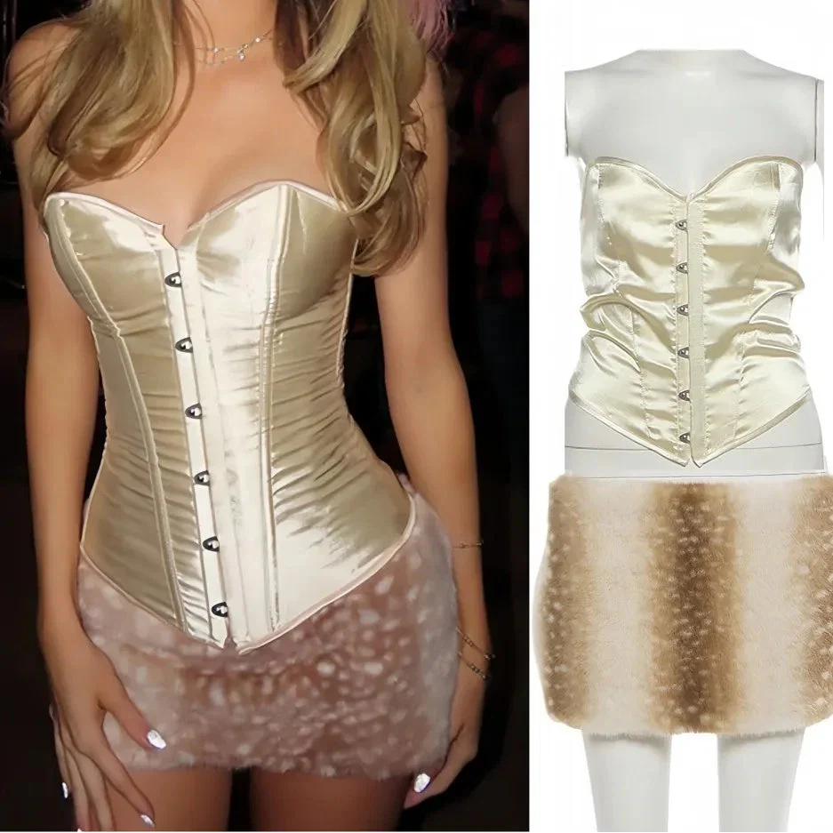 Sleeveless Backless body-shaping Crop Top Set